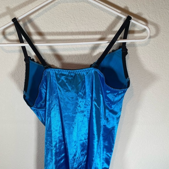 Native Intimates Blue & Black Silky & Lace Chemise - Picture 8 of 8